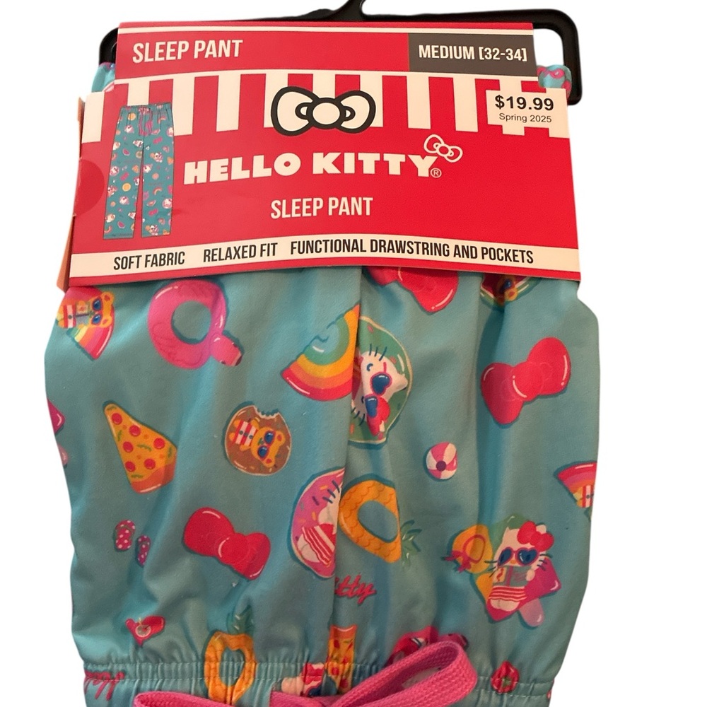 Hello Kitty Women Pajama Bottoms - Blue with Pink and Orange